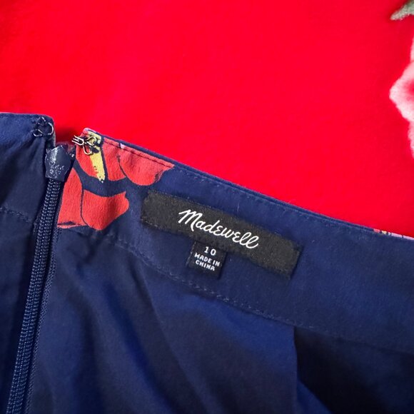 Madewell Silk Atrium Midi Skirt Bird of Paradise Floral Blue Size 10 - Picture 14 of 14